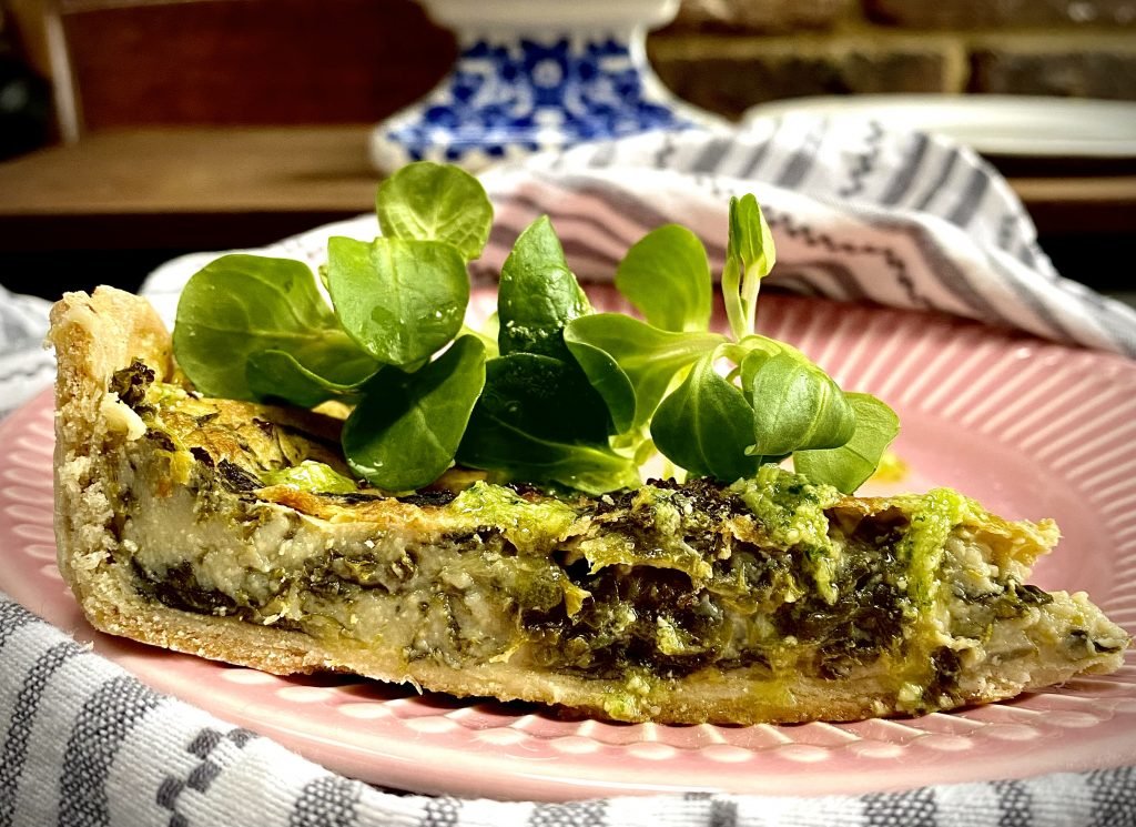 Mahaddie's Vegan Greens Quiche with Caper and Herb dressing